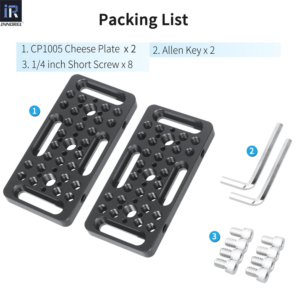 CP1005 2 PCS Multi-Functional Cheese Plate 1/4 3/8 Thread For Camera 10x5