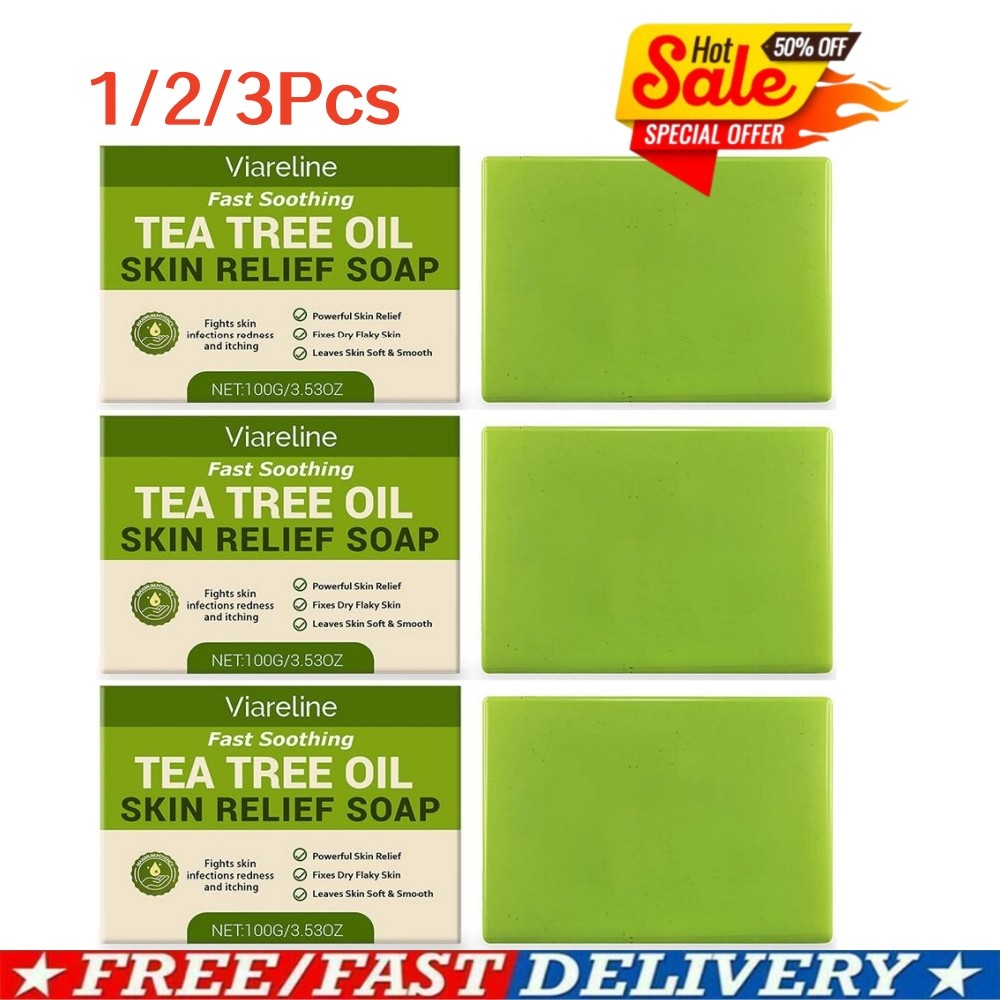1/2/3X Relief Soap Bar, Loravey Tea Tree Oil Soap,Natural Soaps for Healthy Skin