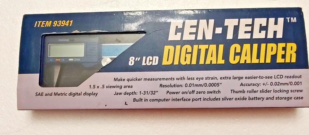 Cen-Tech 8" Digital Caliper Extra Large Digits Item 93941