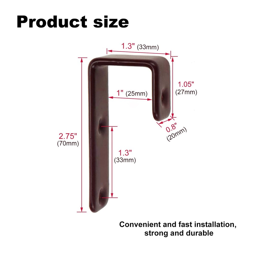MDPLY 2 Pack Bunk Bed Ladder Hooks, Inside Width 1 inches 2 Pack, Coffee