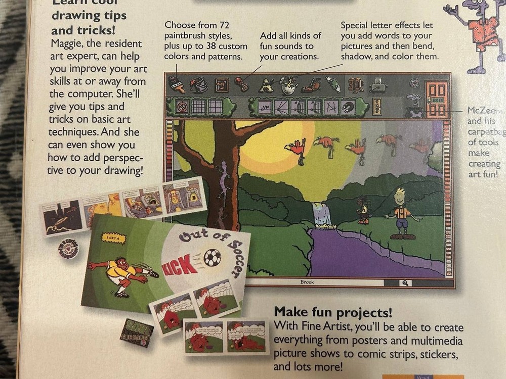 Microsoft Fine Artist Macintosh Software Boxed Promo Sample Missing Disk 1