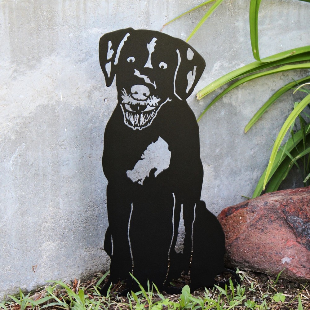 German Wirehaired Pointer Black Metal Dog Silhouette