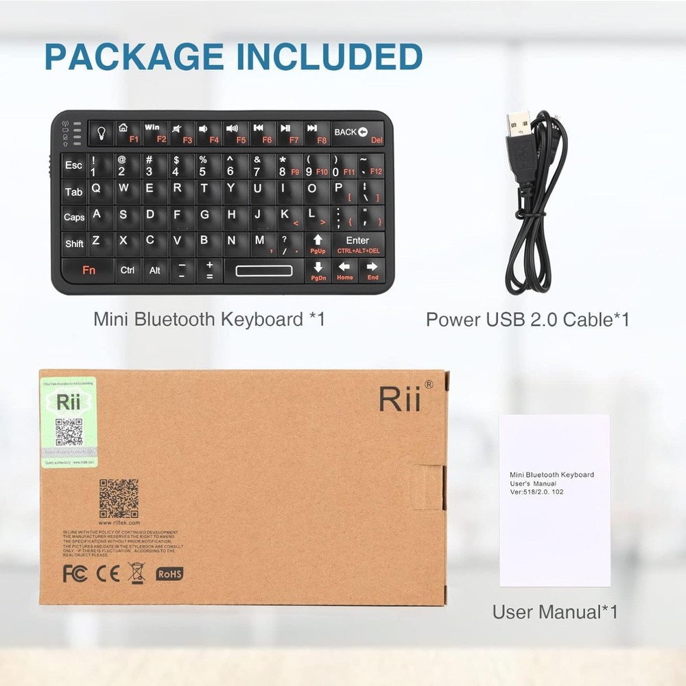 Mini Bluetooth Keyboard,Portable Wireless Rechargeable Keyboard with Backlit
