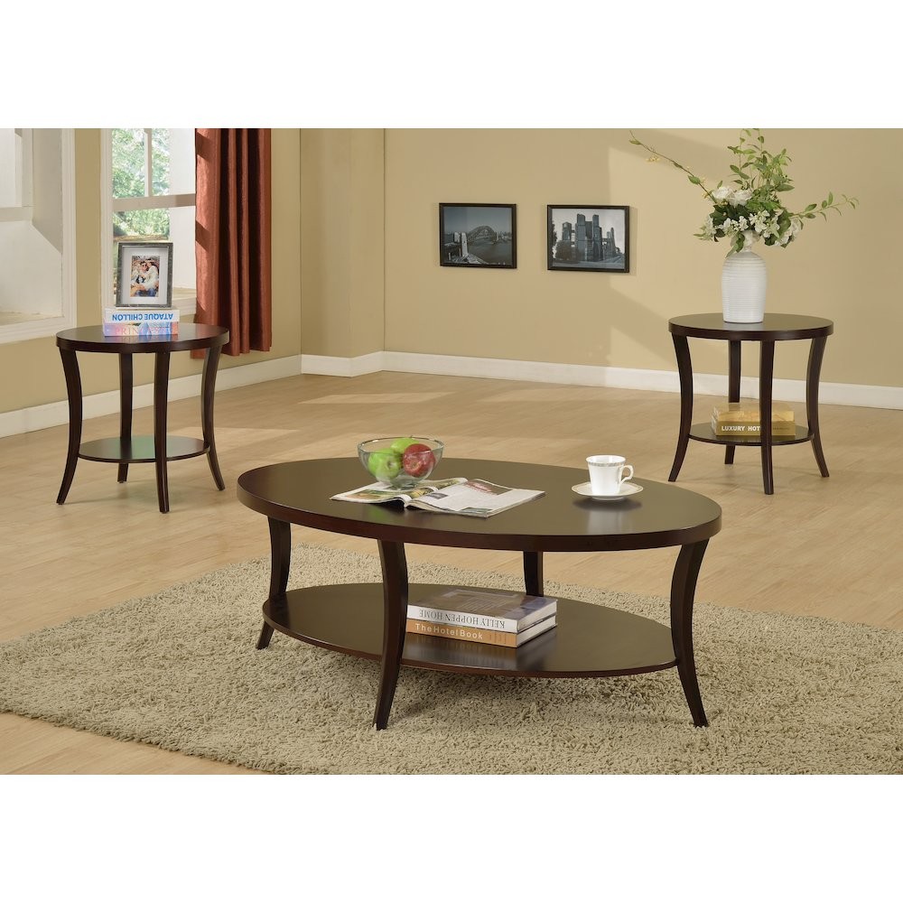 Perth Espresso Oval Coffee Table with Shelf
