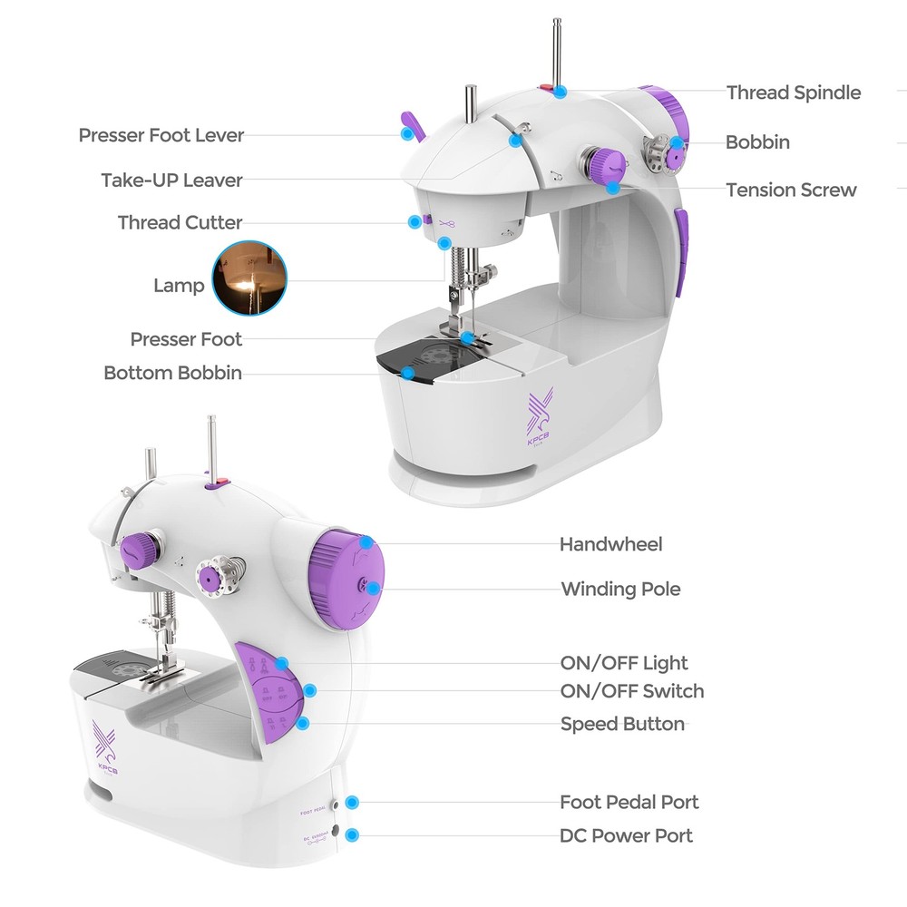 KPCB Tech Sewing Machine for Beginners Full Set with Finger Guard and Fabric