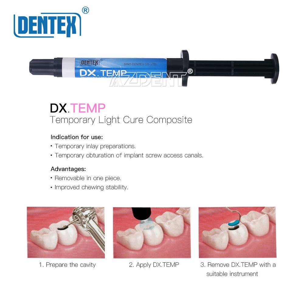 10x Dentex Dental Temp Flow Light Curing Temporary Filling Composite Material