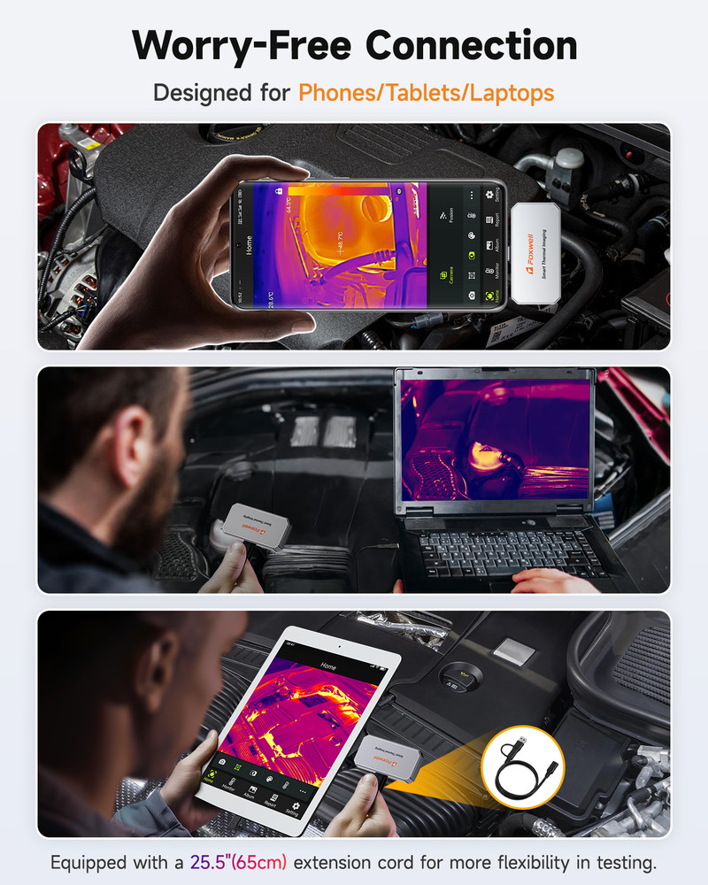 FOXWELL Mini Thermal Imaging Camera For Android/PC High Resolution 256x192 IR