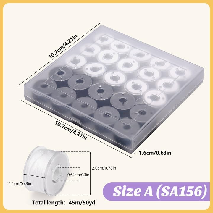 Sewing Thread Kit, 25 Pcs Thread and Bobbin Set Sewing Machine Black+White