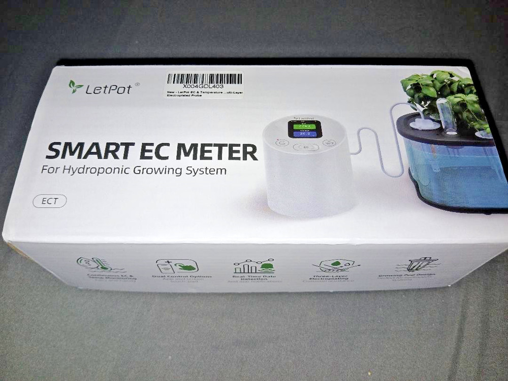 LetPot Smart Hydroponic EC Meter ECT, Wi-Fi App, EC Probe, Power Adapter