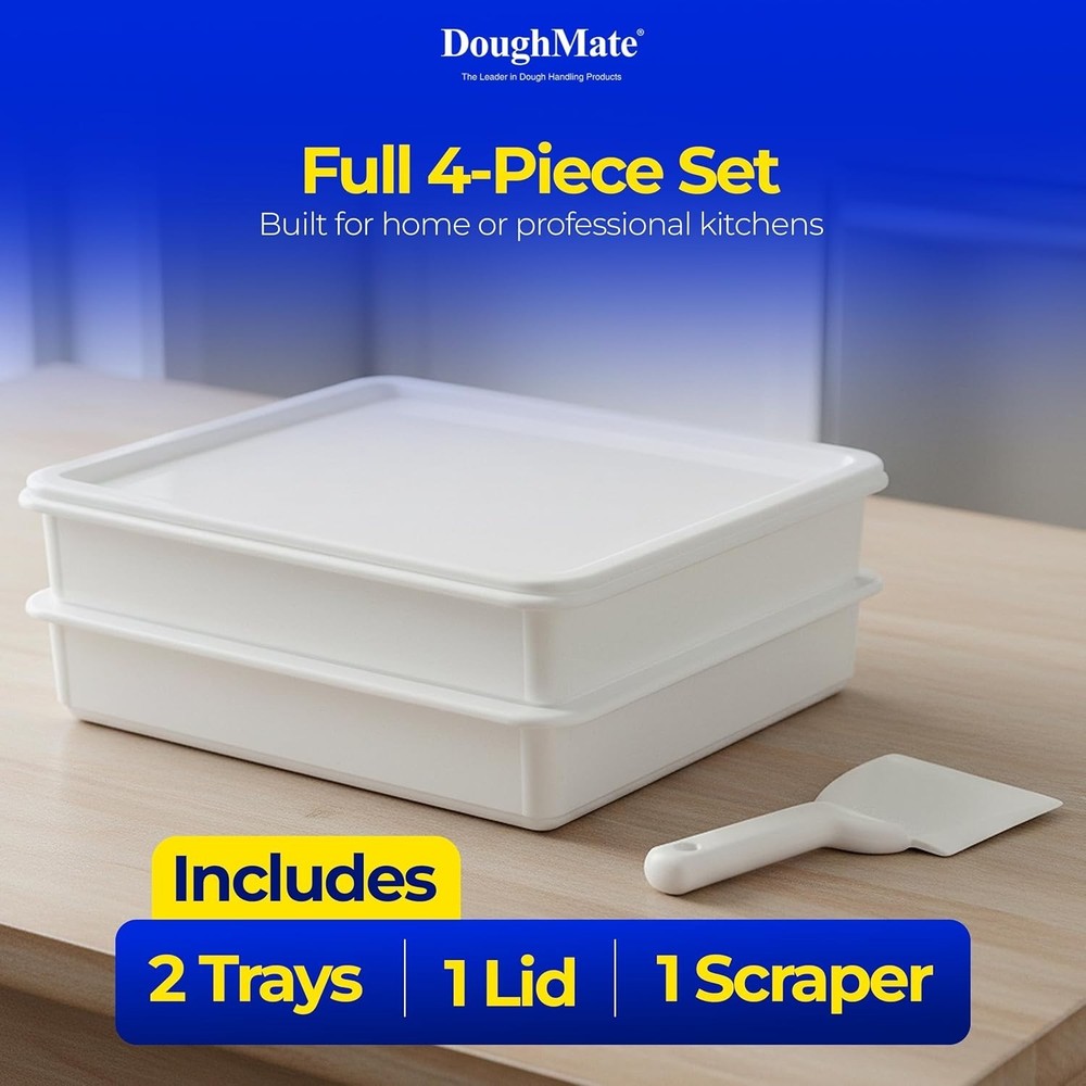 Household Pizza Dough Proofing Kit with Stackable Trays and Plastic Scraper