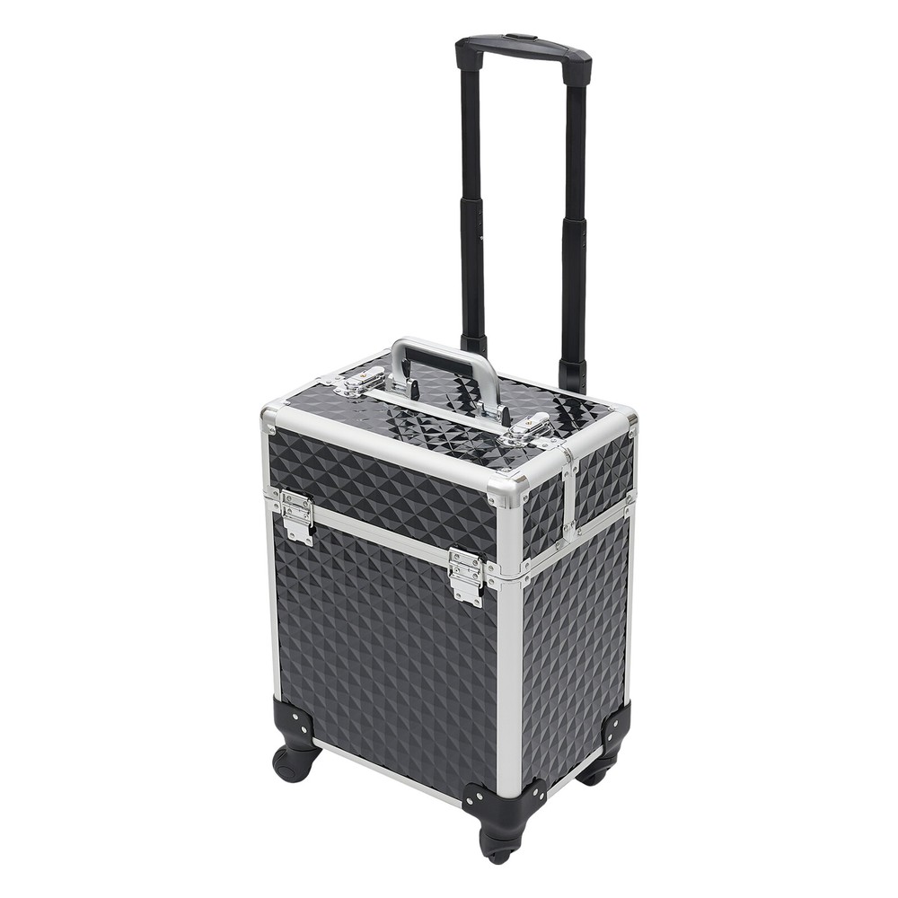 Professional Rolling Makeup Case with Aluminum Frame and Large Capacity
