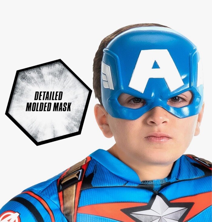 MARVEL Avengers Captain America Padded Jumpsuit Costume Cosplay Child M 8-10 NEW