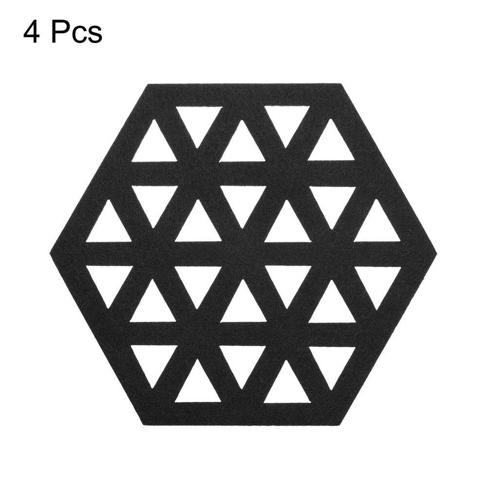 Felt Coasters 4pcs Hexagonal Pads Coasters Black