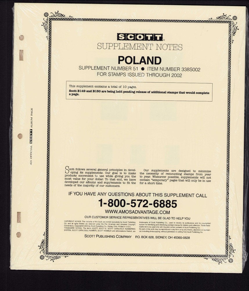 Scott Specialty Series Album Pages: Poland 2002 51 NEW  and wrapped aka 338S002^
