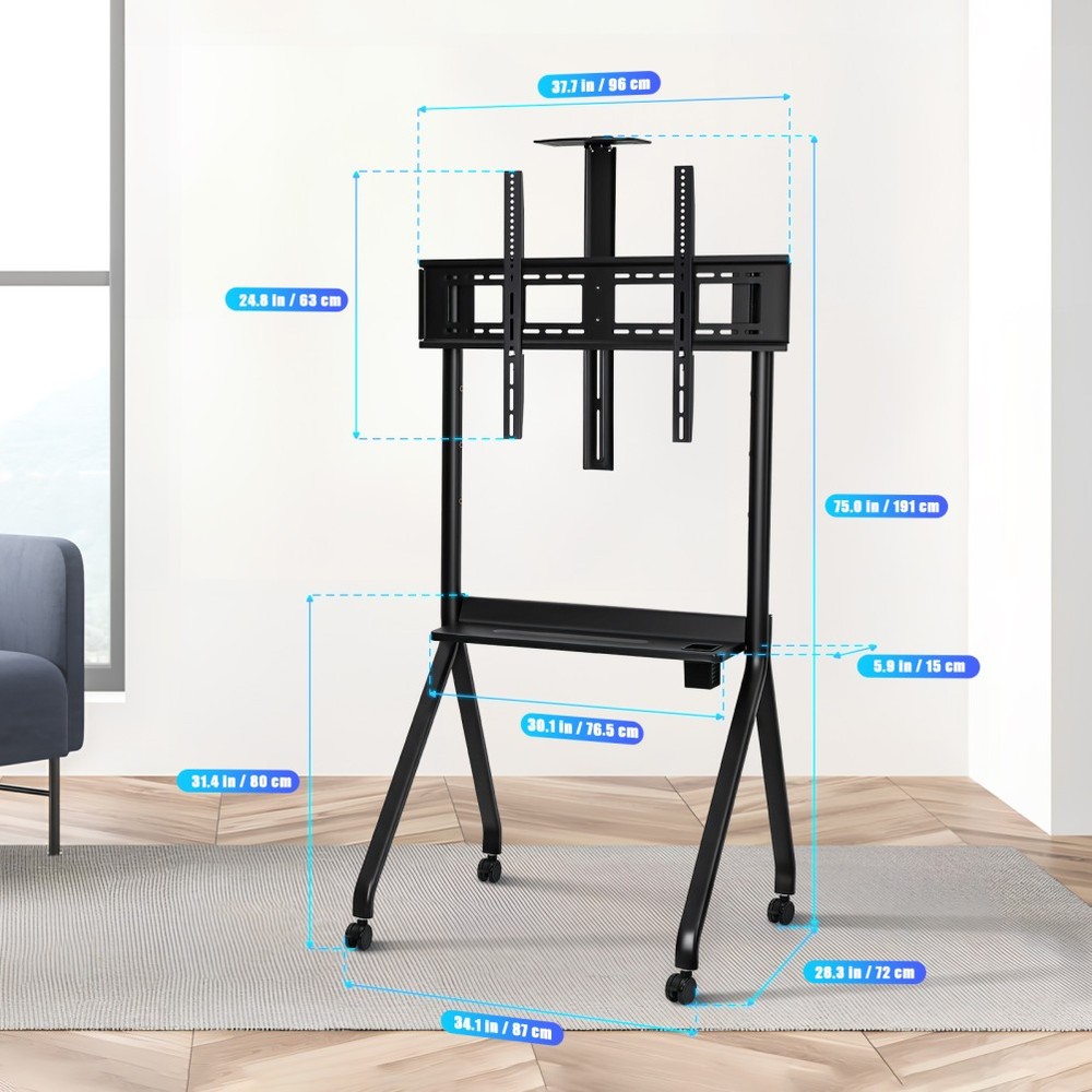 Smart Board Stand for 42-86" Interactive Whiteboard Lockable Wheel Height Adjust