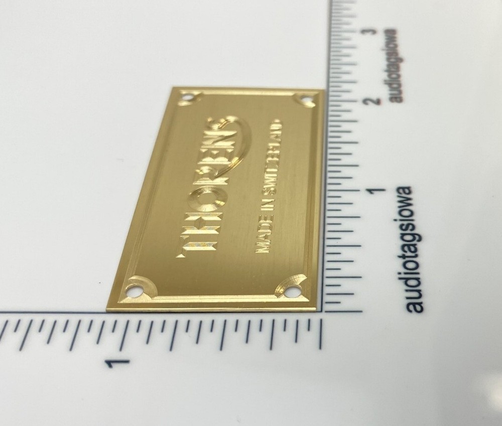 Thorens Made in Switzerland Turntable Name Plate Custom Engraved Solid Brass