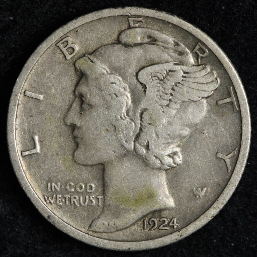 1924-D Mercury Silver Dime XF E257 UWNM