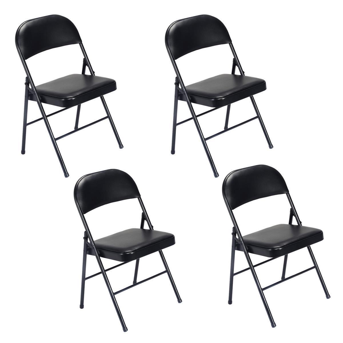4/8/12 PACK Folding Chair Fabric Upholstered Padded Seat Metal Frame Home Office