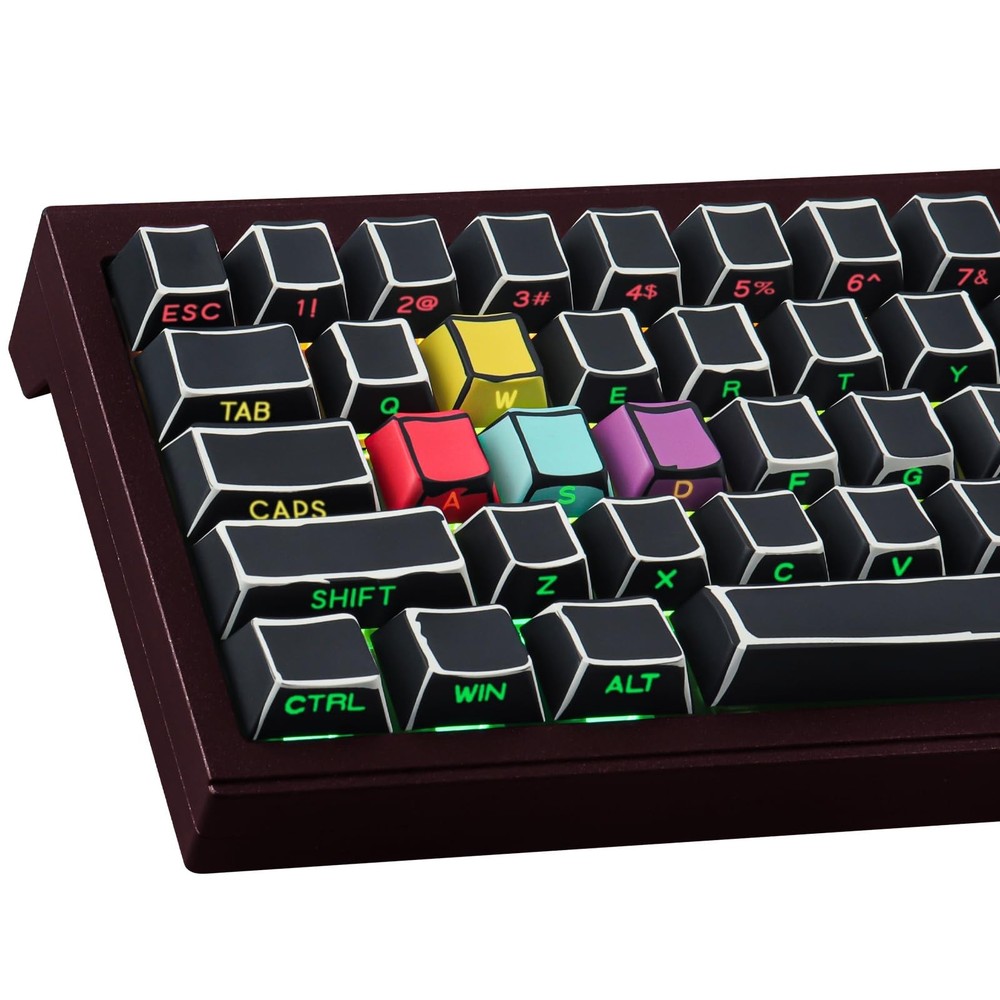 Tsungup Custom Keycaps-Side Print Keycap Set,PBT Shine Through Cool Retro Key...