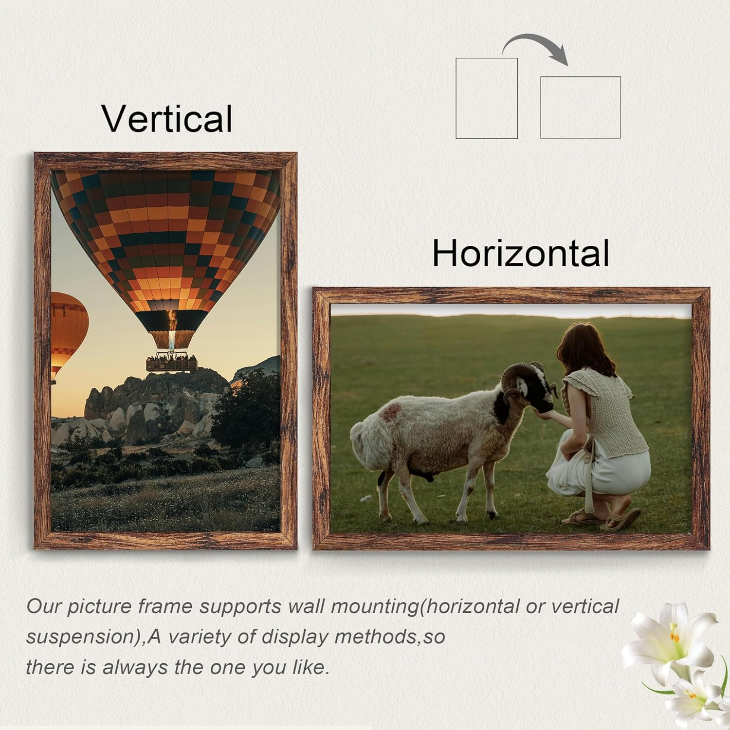 11X17 Picture Frame Brown, Classic Poster Frame for Horizontal or Vertical Wall