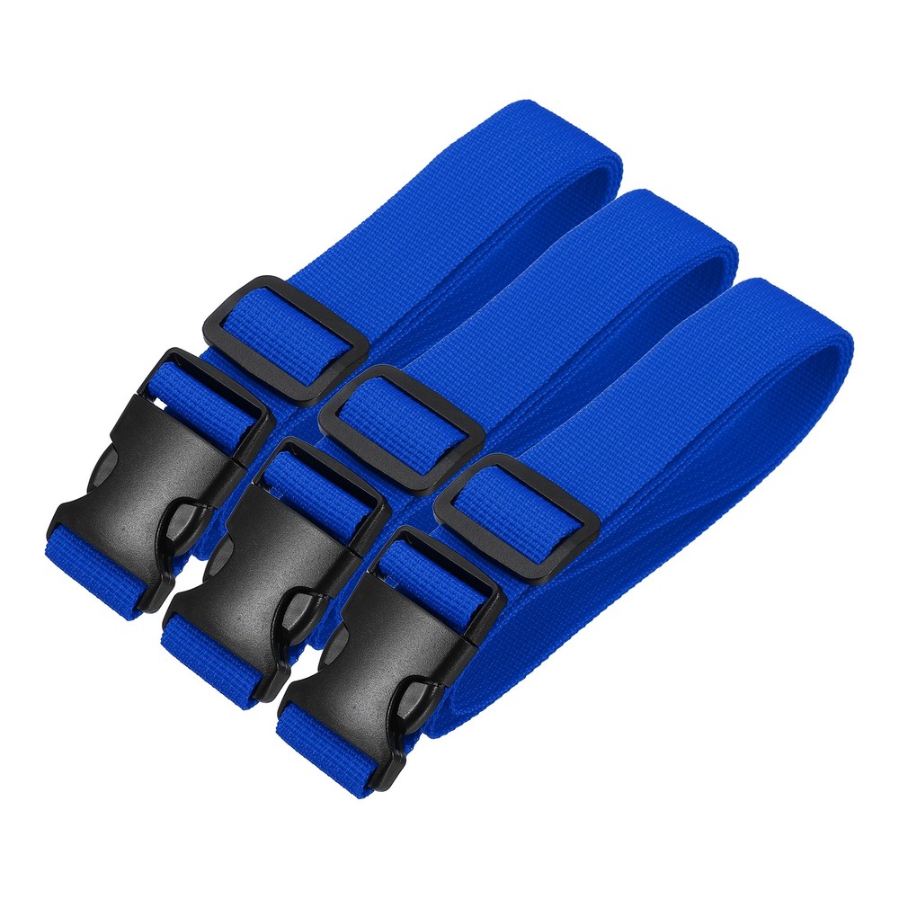 3pcs 1" x 3ft Utility Straps with Quick Release Buckle Adjustable, Blue