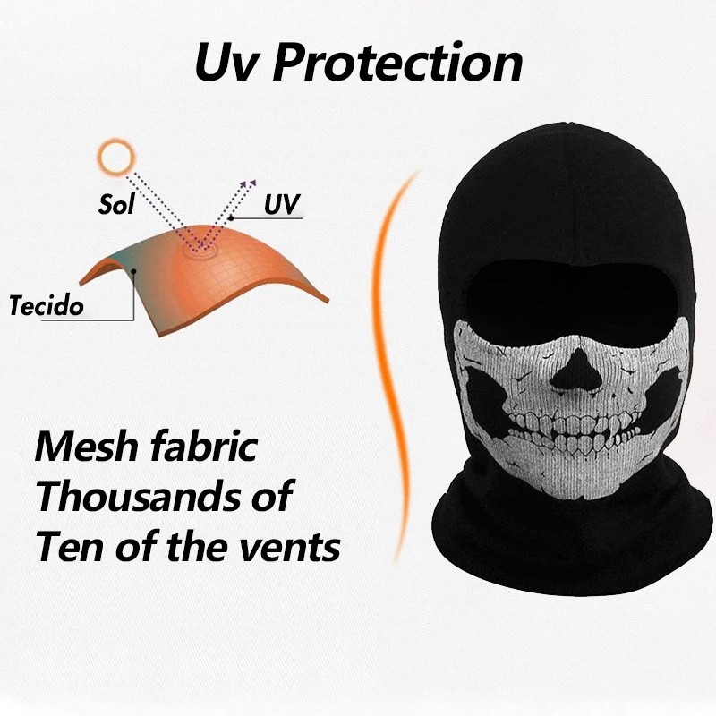 Skull Balaclava,Skeleton Gloves & Face Mask Motorcycle Tactical/Bikers Skull Set