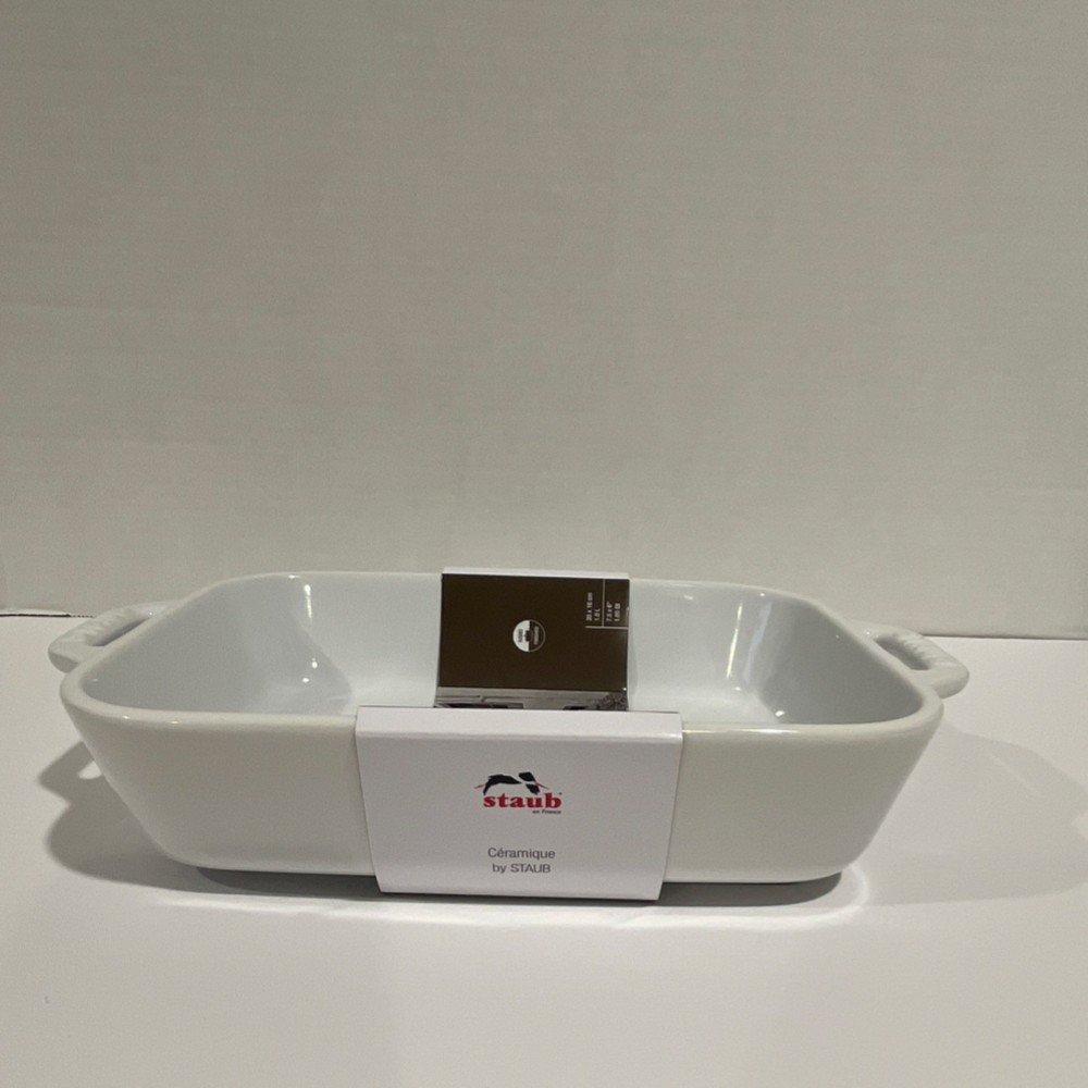 *NEW* Staub Ceramic Rectangle Baking & Roasting Dish 7.5x6” in White