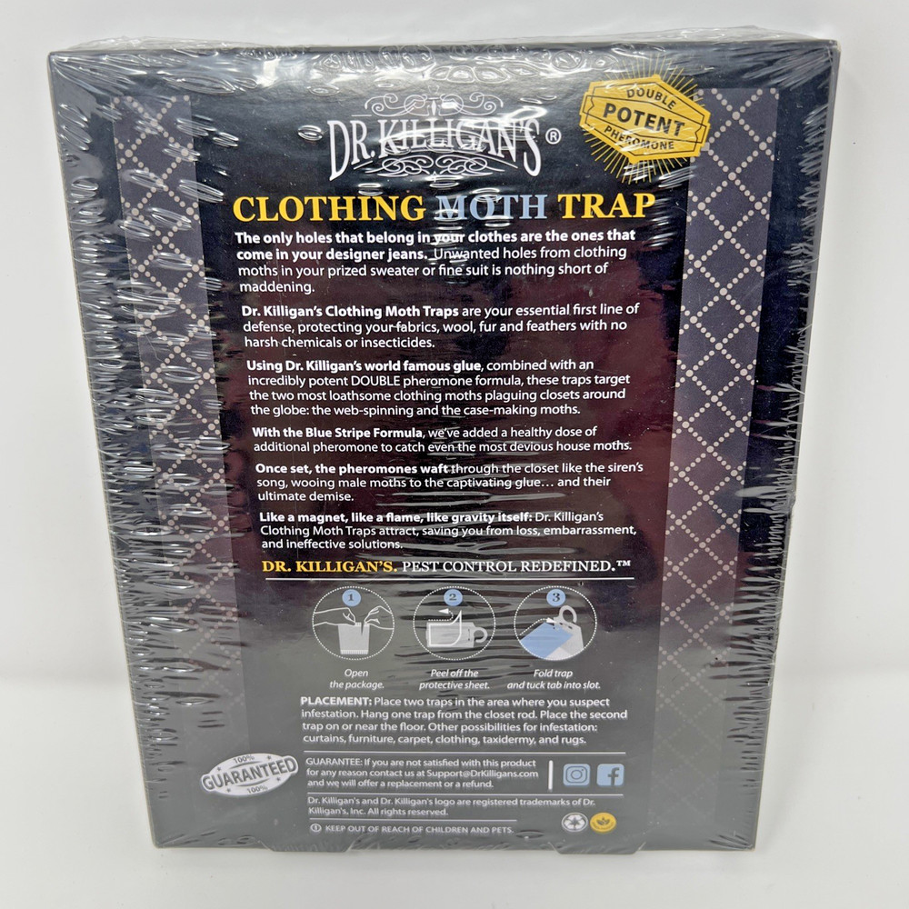 Dr Killigan’s Clothing Moth Traps 6 Pheromone Moth Traps Advanced Formula - New
