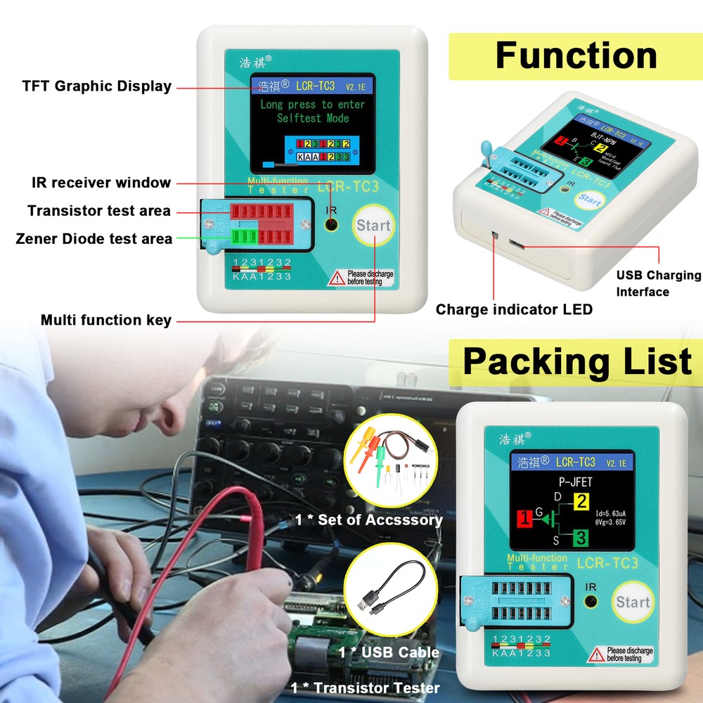 Transistor Tester Voltage Regulator Diode Bipolar Transistor Tester T8K6
