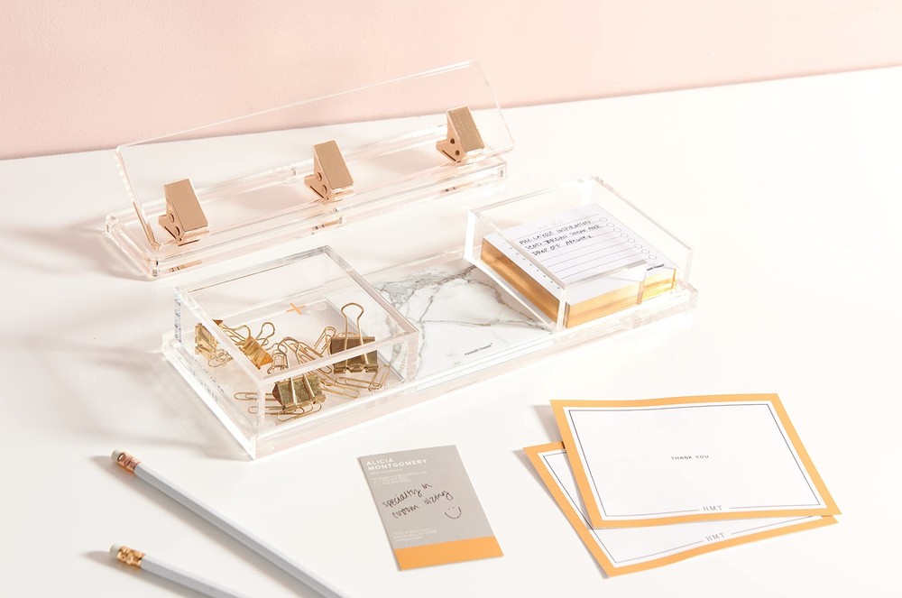 Acrylic Bloc Desktop or Drawer Stackable Organizer Office Supplies Clear with...