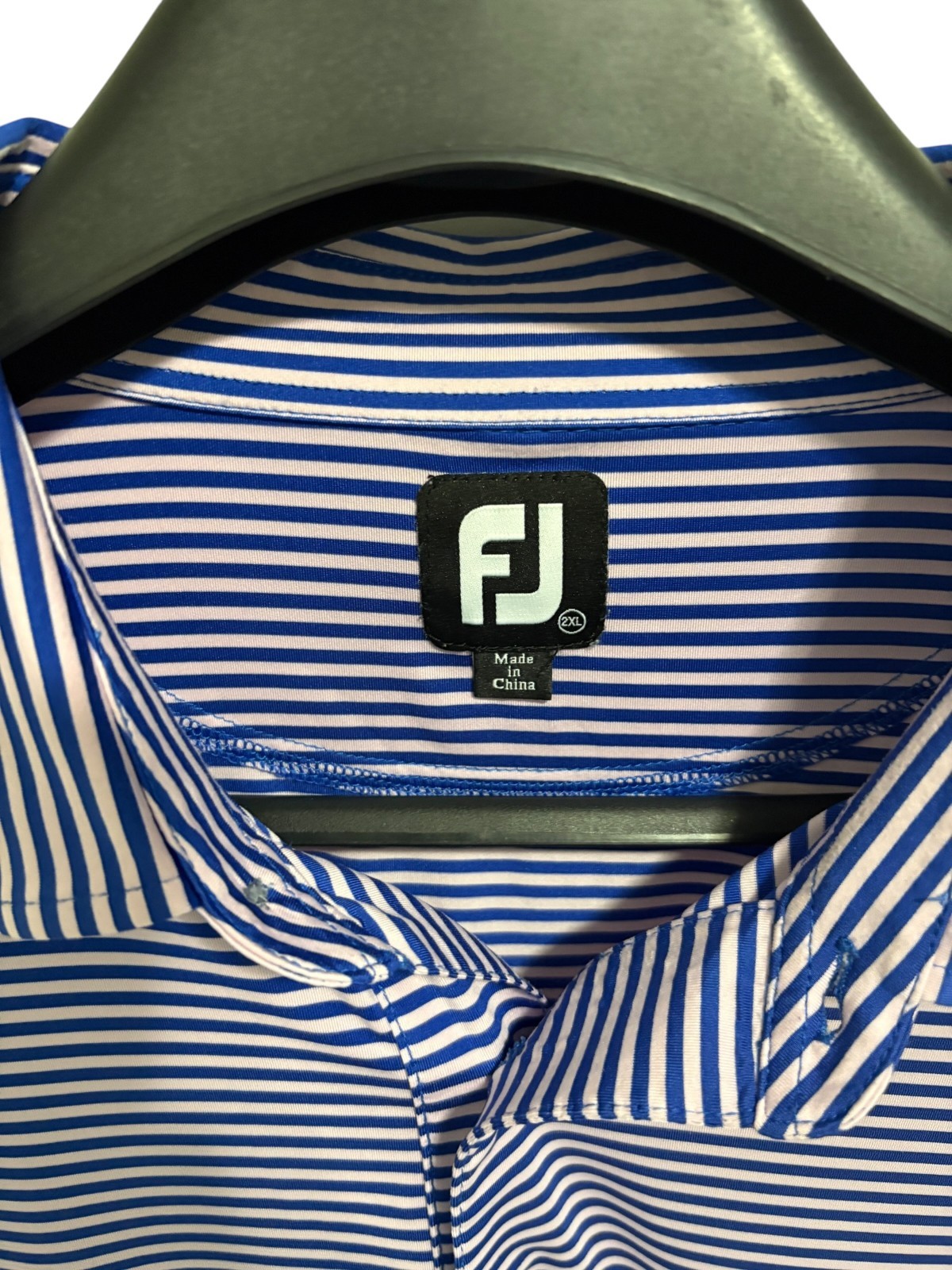 FootJoy Polo Golf Shirt Striped Print Performance Stretch Size XXL