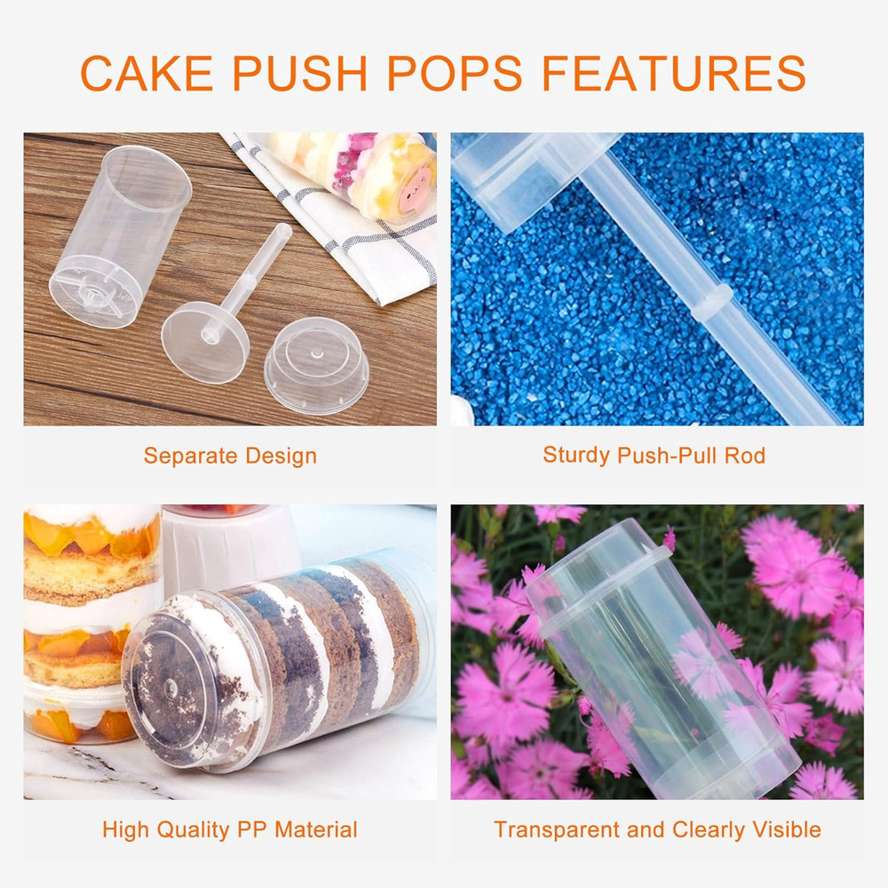 24 Pack Cake Push Pop Containers with Lids, Muti-Purpose Push Pop Cake Container