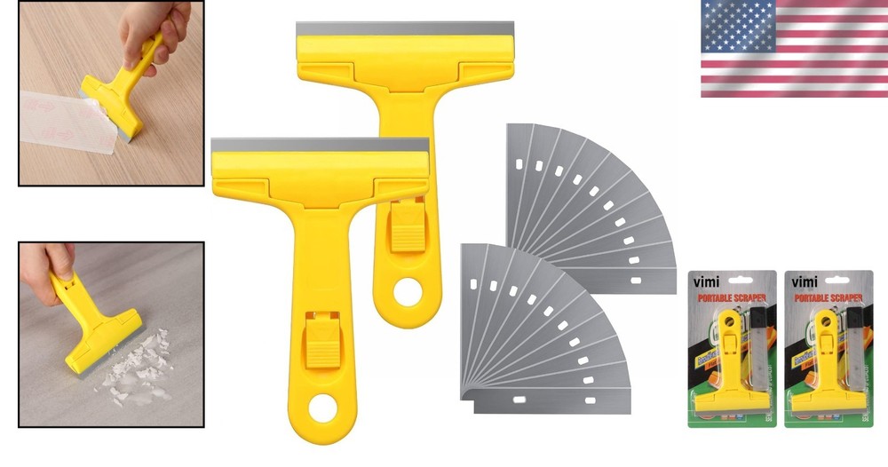 Razor Blade Scraper Tool Set - 20 Replacement Blades for Effortless Cleaning