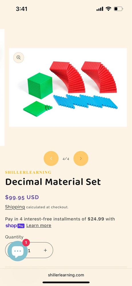 Shiller Learning Counting Blocks Set for Learning Math Place Value and Decimals