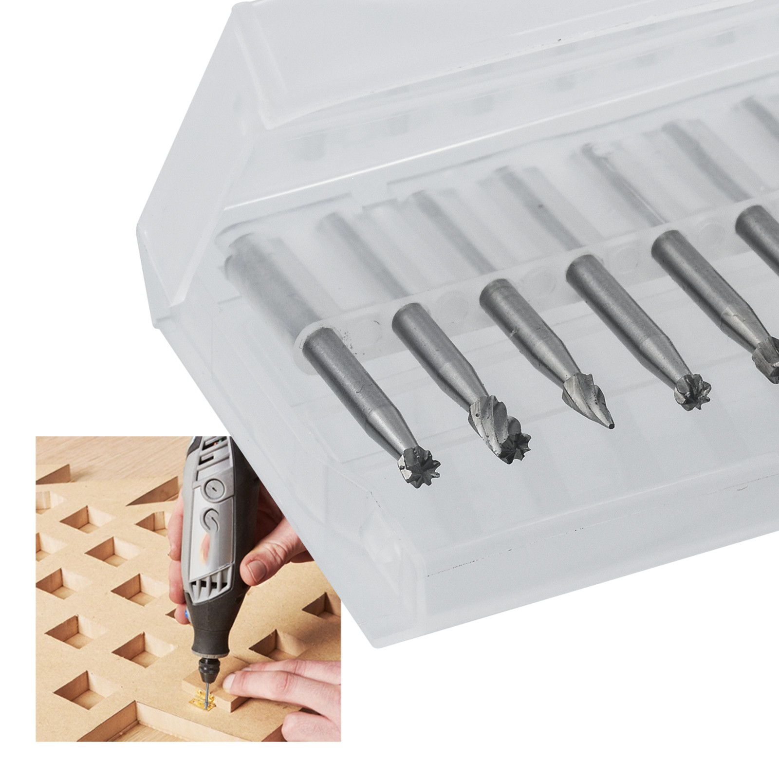 10Pcs Diamond Burr Bits Drill Set Rotary Multi Tool Accessories Kit For Dremel