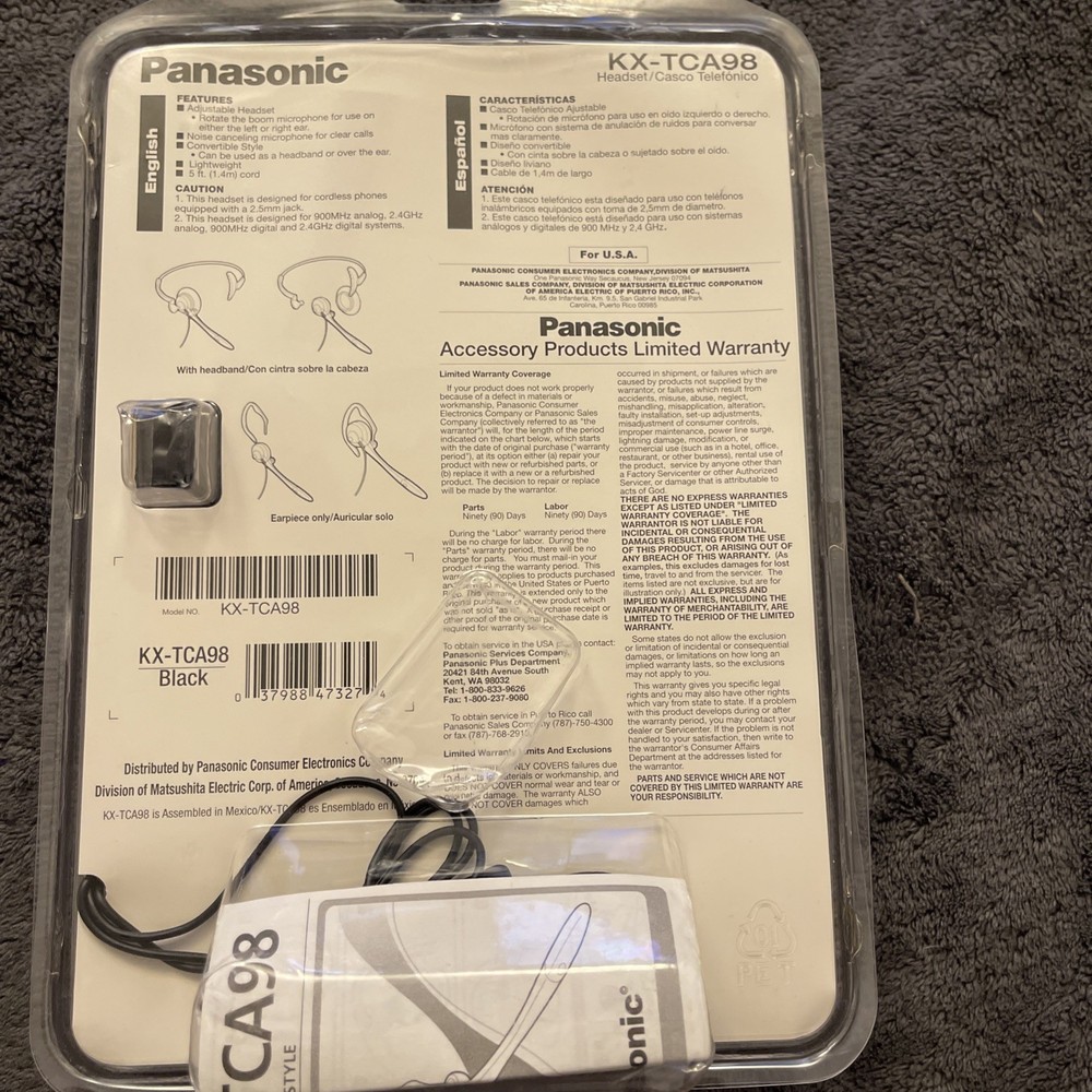 Panasonic KX-TCA98 Headset NIB