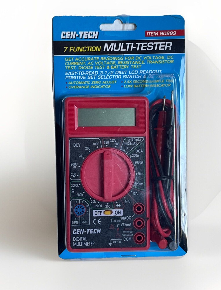 Cen-Tech 7 Function Digital Multi-Tester  AC/DC volt #90899 Multimeter  NEW