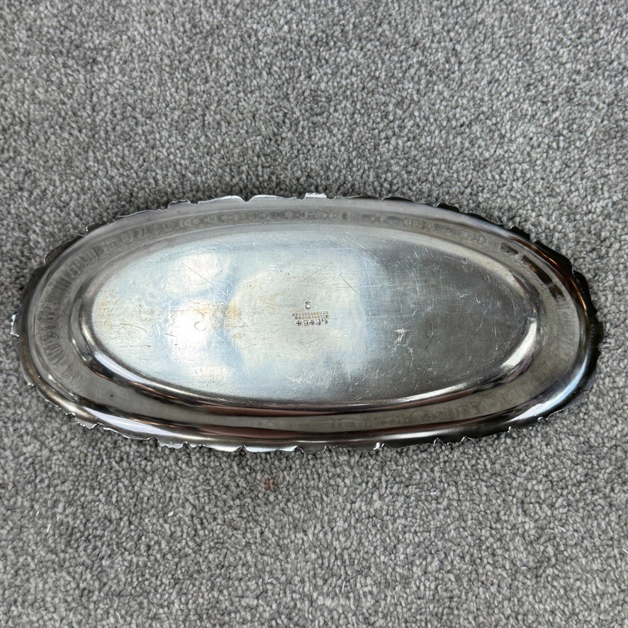 Reed & Barton Silverplate Oval Ornate Bread 12" Tray Engraved S