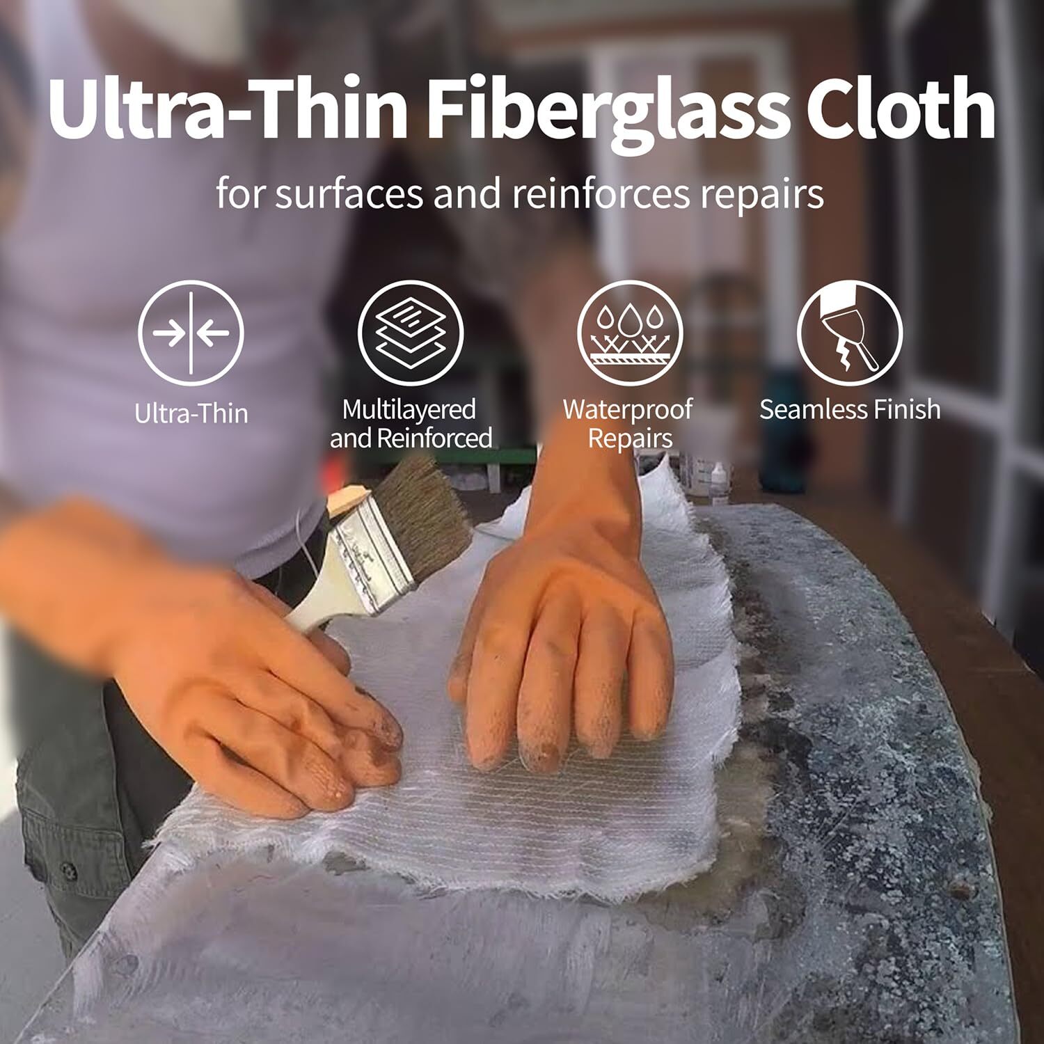 Fiberglass Cloth Woven Roving 50" X 12 Ft. / 4 Yd Pool Repair & Long for Boat