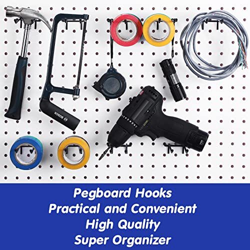 Pegboard Double Arm Peg Straight Hook Garage Storage Wall Organizer Pegboard ...