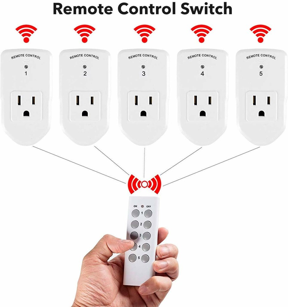 BN-LINK Wireless Remote Control Outlet Switch Power Plug In for lights LED bulbs
