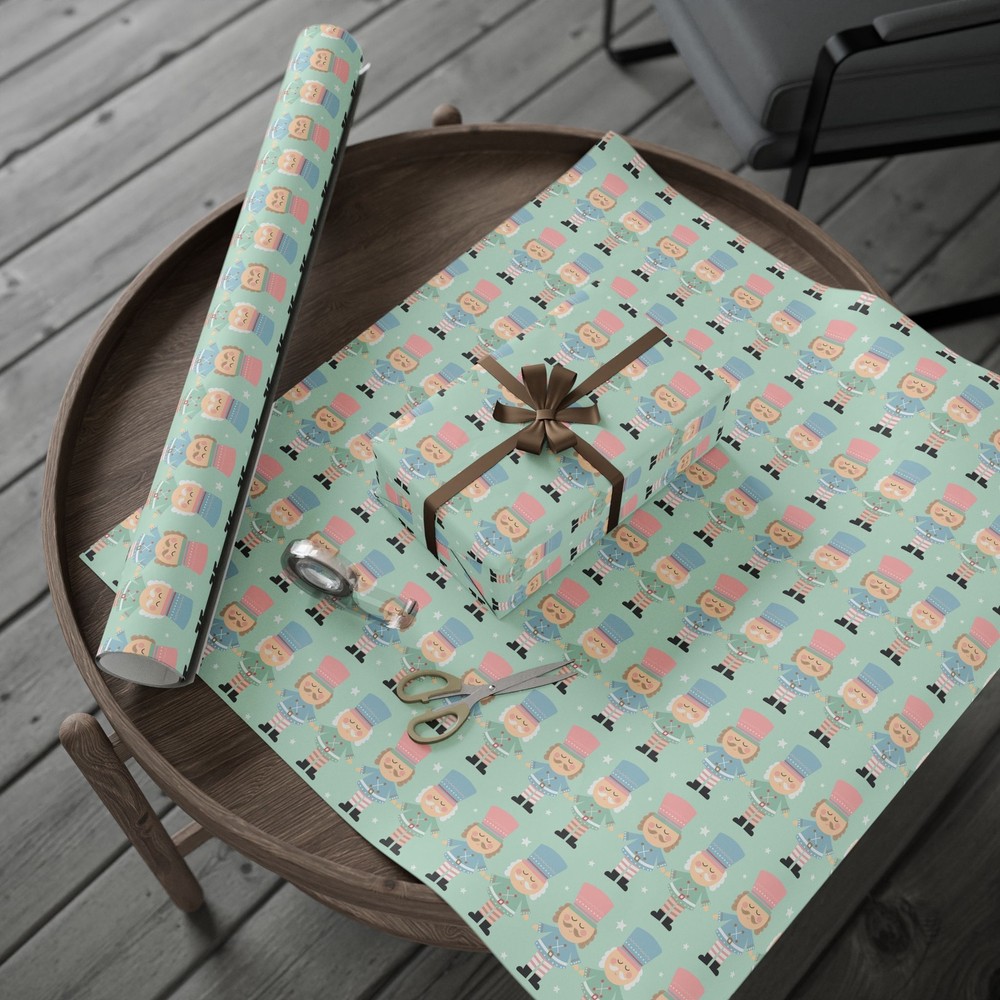 Mint With Nutcracker Print Wrapping Papers