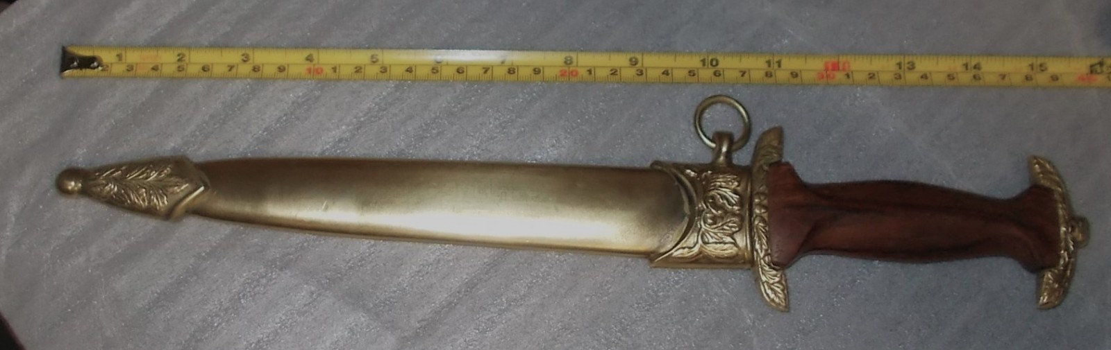 RARE? Vtg Brass or Copper Sheath & Double Edged Dagger Knife Hand Engraved INDIA