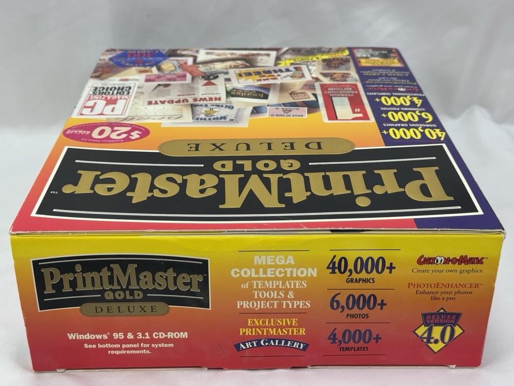 Printmaster Gold Deluxe PC Big Box CD Win 95 Templates Tools Project Types 1997