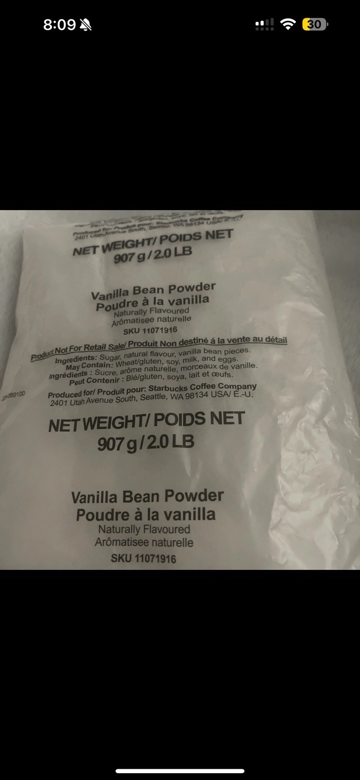 Vanilla Bean Powder 2lbs (1 Bag) Bb Jun 2026