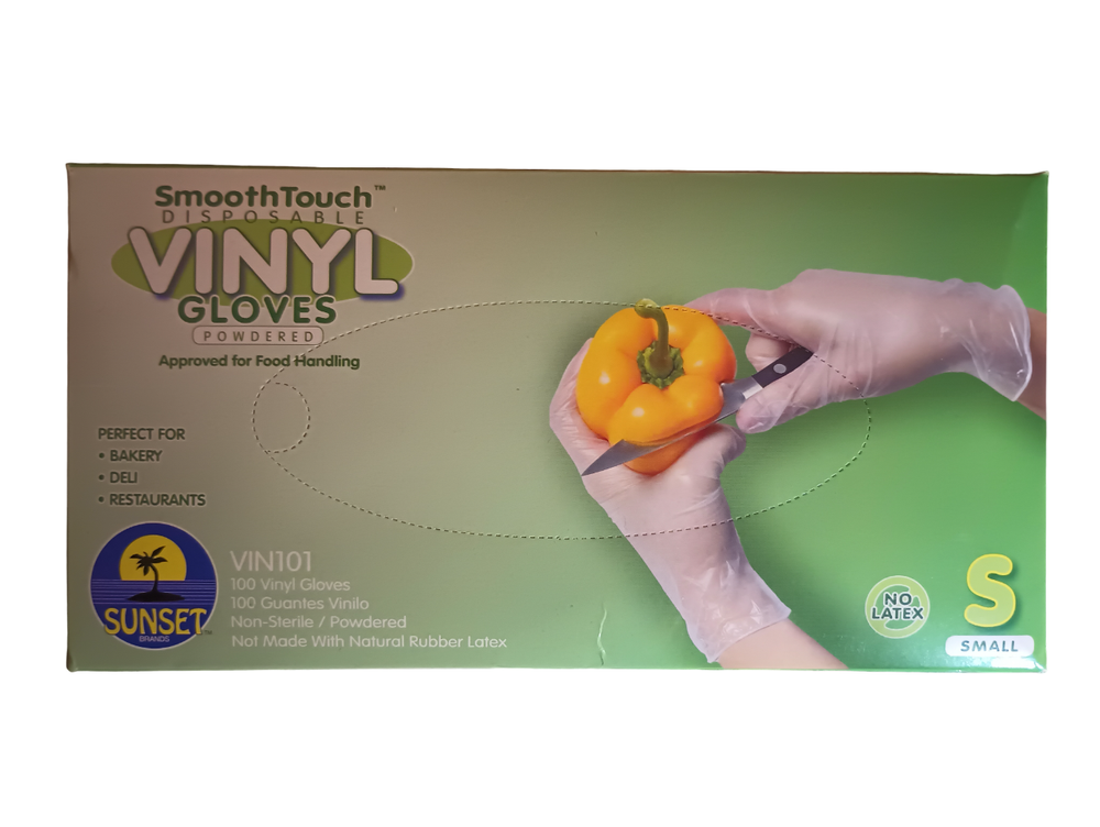 Sunset disposable vinyl gloves