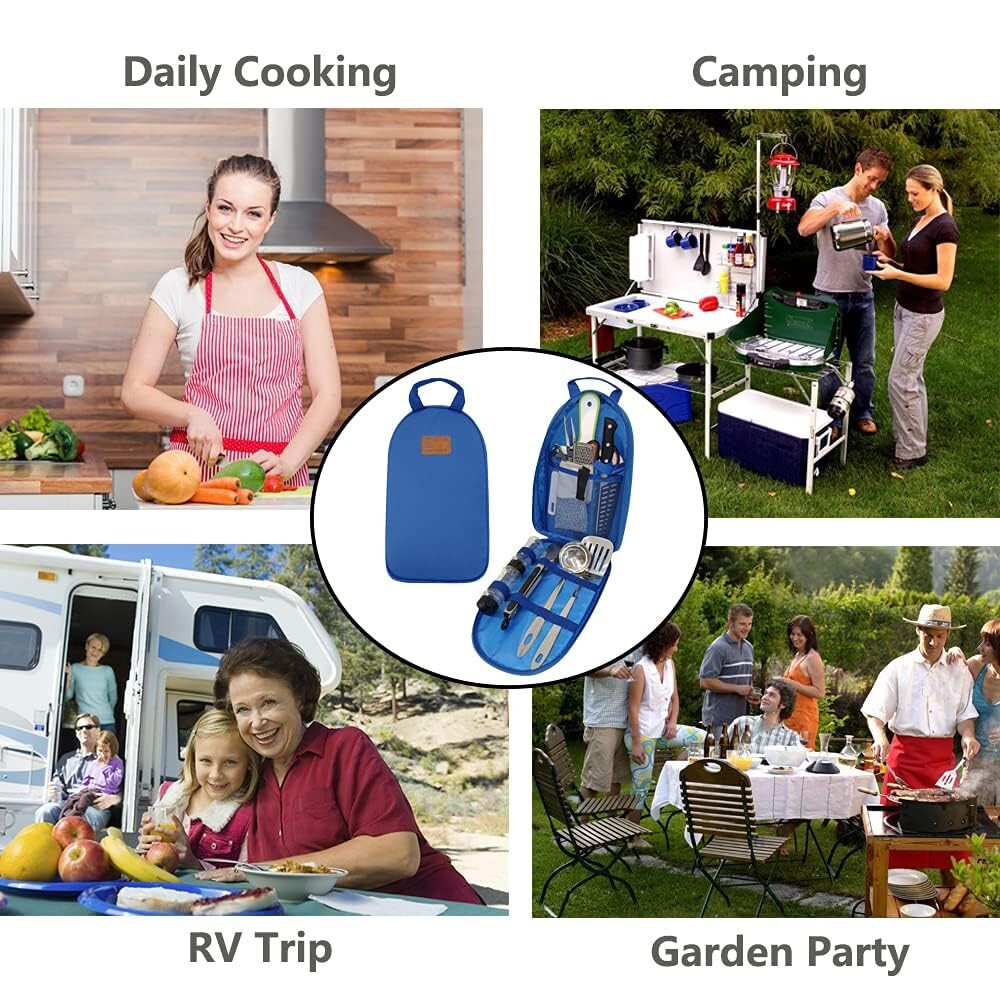 13-Piece Camp Utensil Set Portable BBQ Kitchen Cooking Compact Gear Cookwear