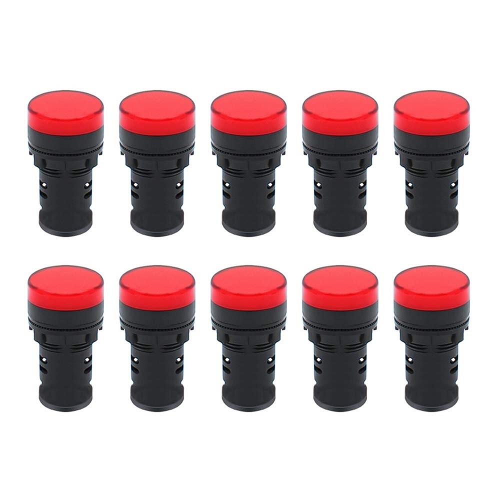 Indicator Light AC/DC 110V 20mA LED Flush Panel Mount Red 10 Pcs