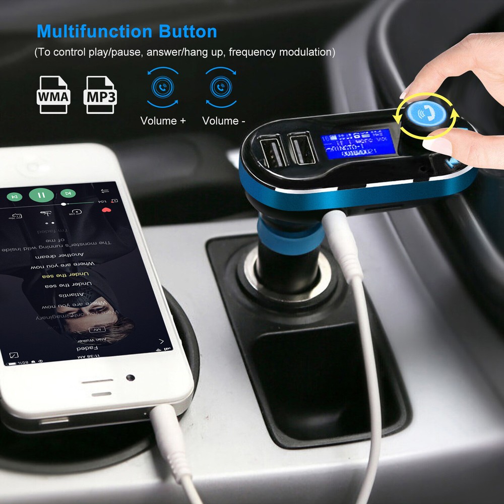 Car Kit Wireless Car FM Transmitter MP3 Audio USB Charger Adapter Hands-free