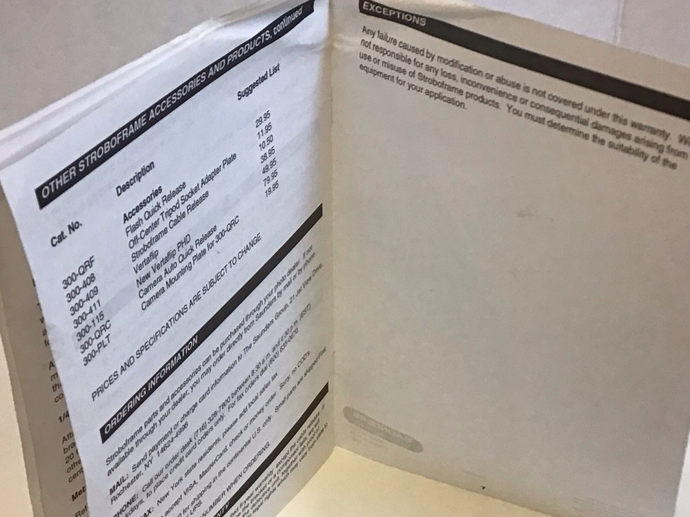 STROBOFRAME RL/C Camera Flash Bracket Designed For 35mm & 645 Cameras